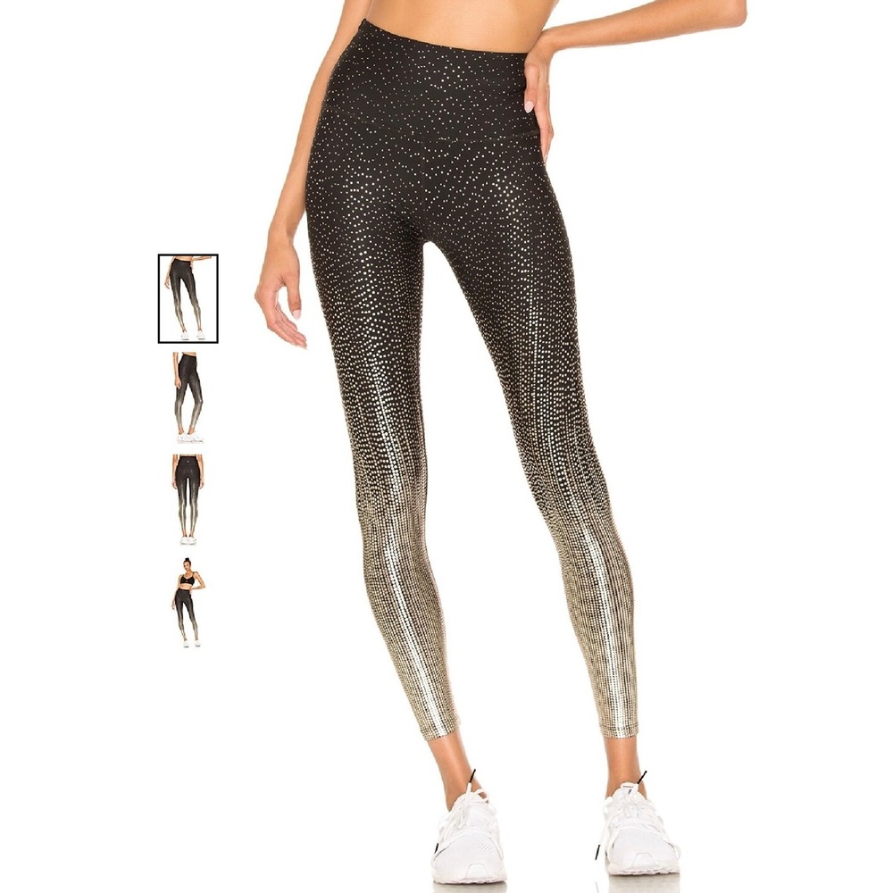 Beyond Yoga Drip Dot Leggings L Black Antique Gold Metallic Ombre High Rise
